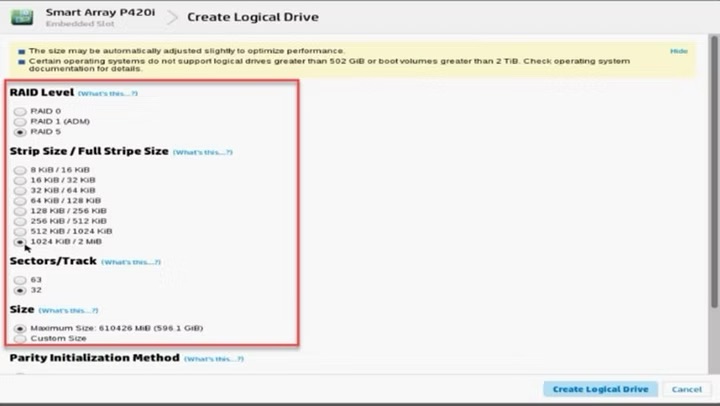 Configuration RAID Screenshot